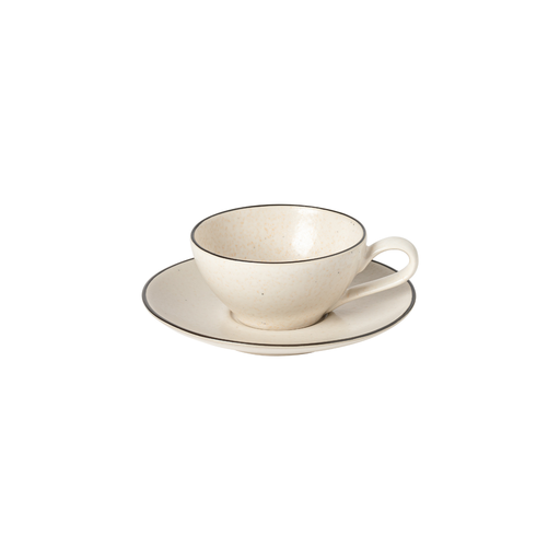Costa Nova - Theekop en schotel Augusta natural-black (0,20 l, 6 stuks)