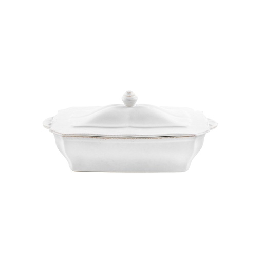 Casafina - Braadpan rechthoekig met deksel Impressions wit (185 cl, 1 stuk)