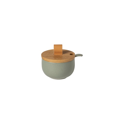 Casafina - Suikerpot met eikenhouten deksel en lepel Pacifica artichoke (0,22 l, 1 stuk)