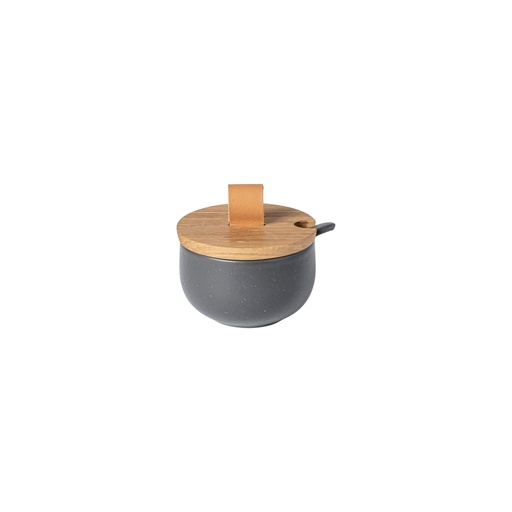 Casafina - Suikerpot met eikenhouten deksel en lepel Pacifica seed grey (0,22 l, 1 stuk)