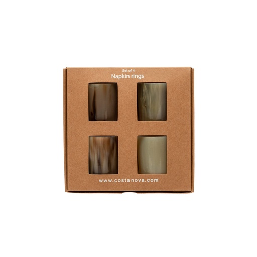 Costa Nova - Servetringen hoorn rond set 4 Napkin Ring Collection - Horn camel (1 stuk)