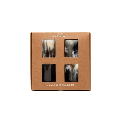 Costa Nova - Servetringen hoorn rond set 4 Napkin Ring Collection - Horn dark grey (1 stuk)