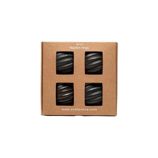 Costa Nova - Servetringen hout rond set 4 Napkin Ring Collection - Wood dark wood (1 stuk)