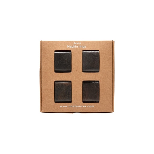 Costa Nova - Servetringen hout vierkant set 4 Napkin Ring Collection - Wood dark wood (1 stuk)