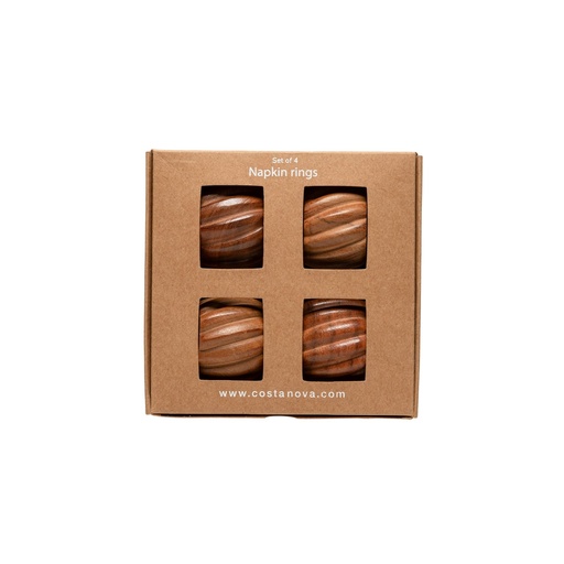Costa Nova - Servetringen hout rond set 4 Napkin Ring Collection - Wood natural wood (1 stuk)