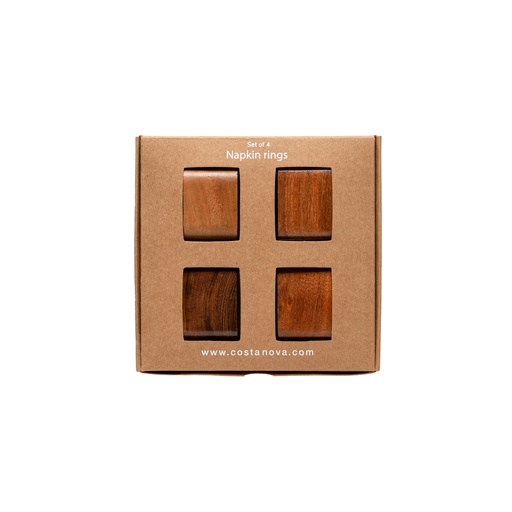 Costa Nova - Servetringen hout vierkant set 4 Napkin Ring Collection - Wood natural wood (1 stuk)