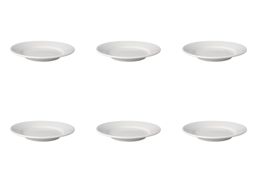 [DTH00323] Mammoet - Bord brede rand Budgetline porselein wit (18 cm, 6 stuks)