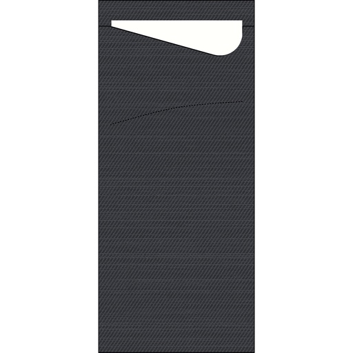 [DTH04514] Duni - Bestekzakje Sacchetto tissue zwart met wit servet (8,5 x 19 cm, 500 stuks)