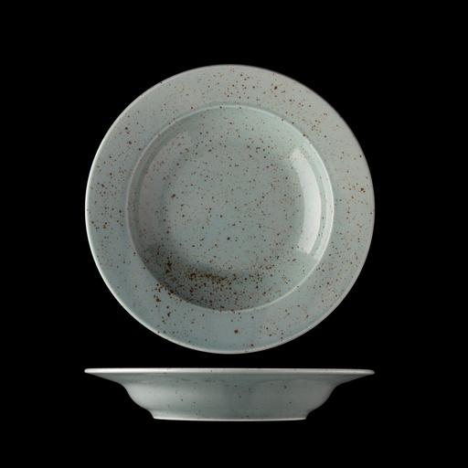 [DTH00476] Bord diep met rand grijsgroen (22 cm, 6 stuks)