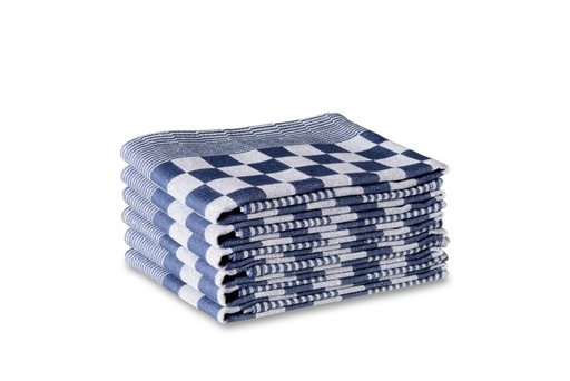 [DTH04955] Duplex theedoek 65x65 fine chess blauw. 6 stuks