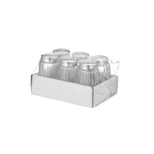 [DTH05795] Zoutstrooier glas 40x70 mm met rvs dopje