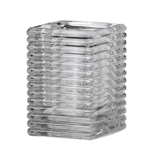 Q-Lights® Square Ribbed Glass helder  6 stuks