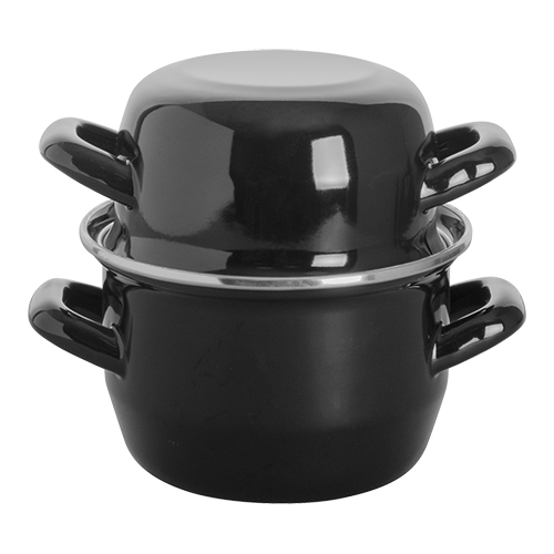 Mosselpan 12cm zwart emaille