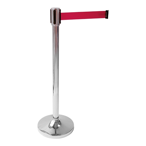 afzetpaal rvs m/snelband rood