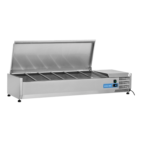[DTH11741] vitrine 6x 1/3GN rvs deksel
