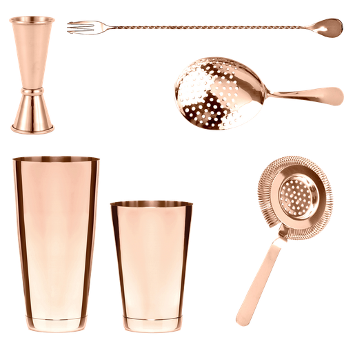 [DTH14268] Bar Professional - Cocktailbox Tools koper (80 cl, 5 stuks)