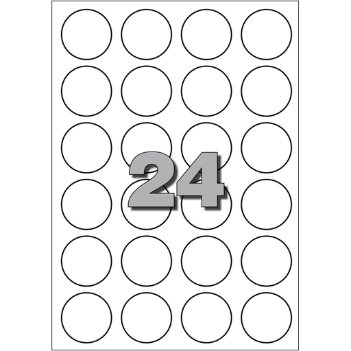 [DTH33176] Etiket, Papier, ∅30mm, wit, 16x24 stuks