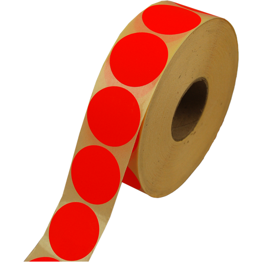 [DTH33303] Etiket, Reclame-etiket, Papier, ∅35mm, fluor/Rood. 2000 stuks